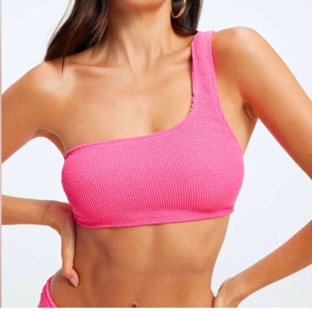 Good American Always Fits Textured One Shoulder Bikini Top ONLY Sz. 00/0